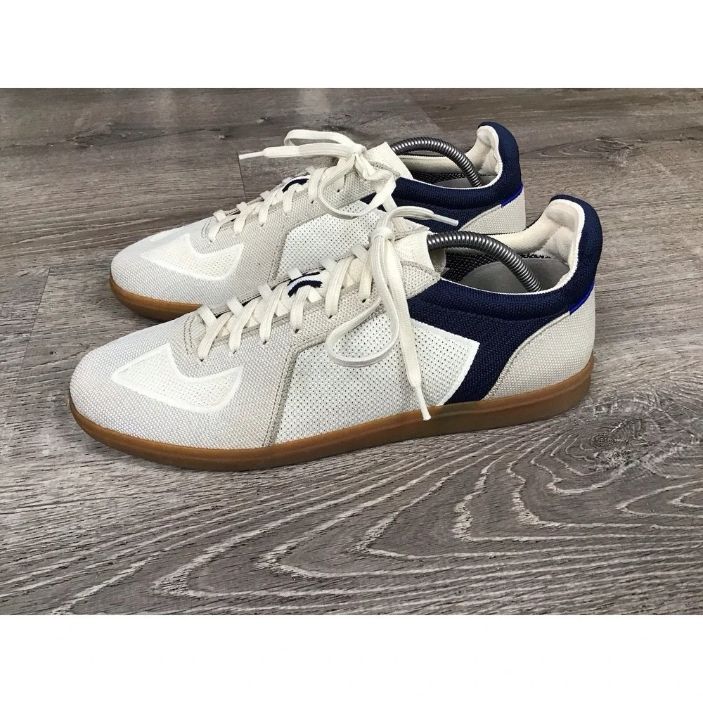 Rothys RS01 Blue And Cream Men's Lace Up Shoes Size 12 Casual knit sneakers